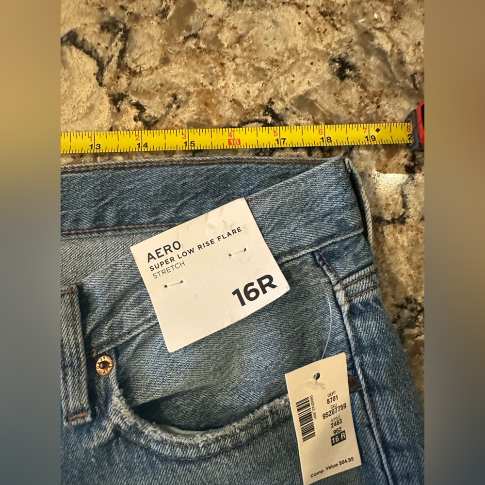 Aeropostale Super Low Rise Flare Stretch Jeans New 16R NWT Size 16 Aero - Picture 6 of 12